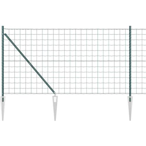 vidaXL Zaun mit Pfosten Grün 1.4 x 10 m Stahl