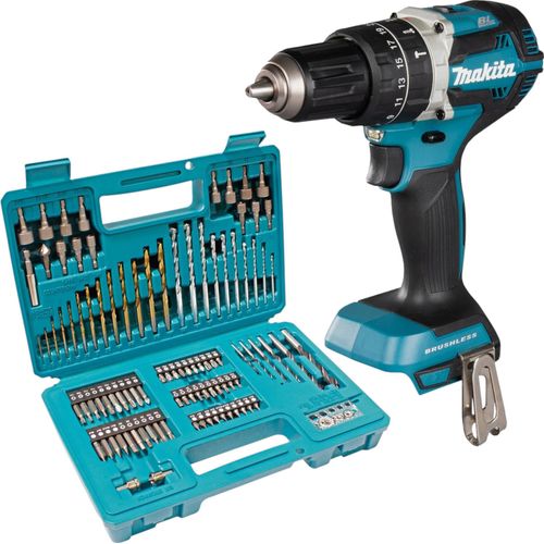 Makita DHP 484 Z Akku Schlagbohrschrauber 18 V 54 Nm Brushless + 102 tlg. Bit Bohrer Set - ohne Akku, ohne Ladegerät