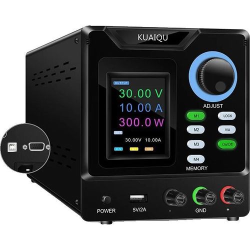 Programmierbares DC-Netzteil, programmierbar, USB- und RS-232-Konnektivität, 30V 10A 300W, AC 220V