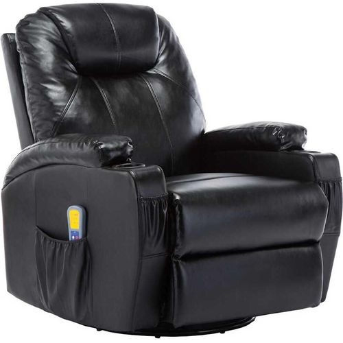 vidaXL Massage-Schaukelsessel Schwarz Kunstleder
