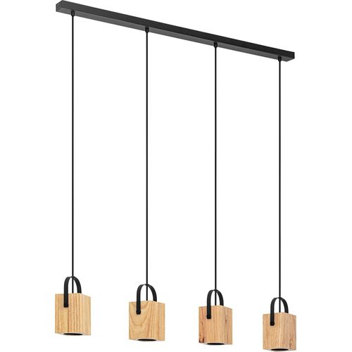 EGLO LED Hängelampe Ayles, 4-flammige Pendelleuchte Esstisch, Esszimmerlampe aus Holz, FSCM70HB, Hängeleuchte inkl. GU10-Leuchtmittel, warmweiß