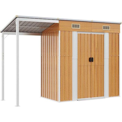 vidaXL Gartenhaus mit Schleppdach Hellbraun 277x107x181 cm Stahl