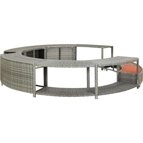 vidaXL Whirlpool-Umrandung Grau Poly Rattan