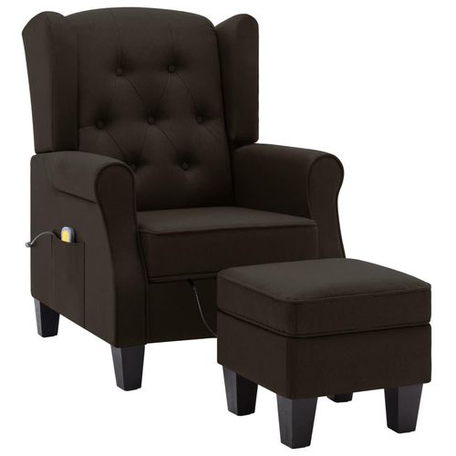 vidaXL Massagesessel mit Hocker Dunkelbraun Stoff