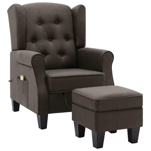 vidaXL Massagesessel mit Hocker Taupe Stoff