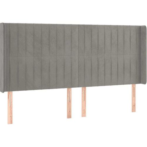 vidaXL Kopfteil mit Ohren Hellgrau 203x16x118/128 cm Samt