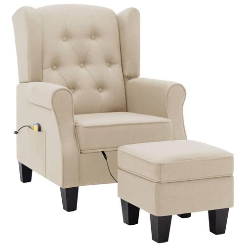 vidaXL Massagesessel mit Hocker Creme Stoff