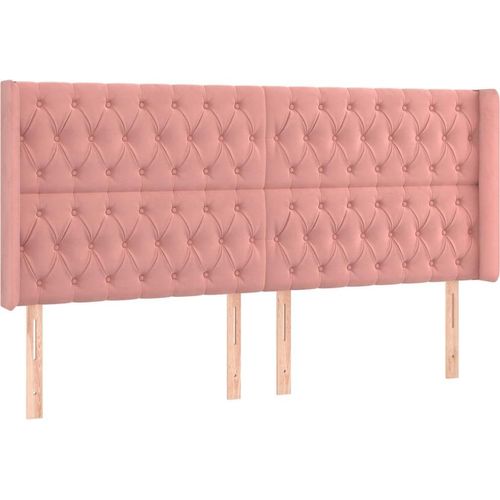 vidaXL Kopfteil mit Ohren Rosa 203x16x118/128 cm Samt