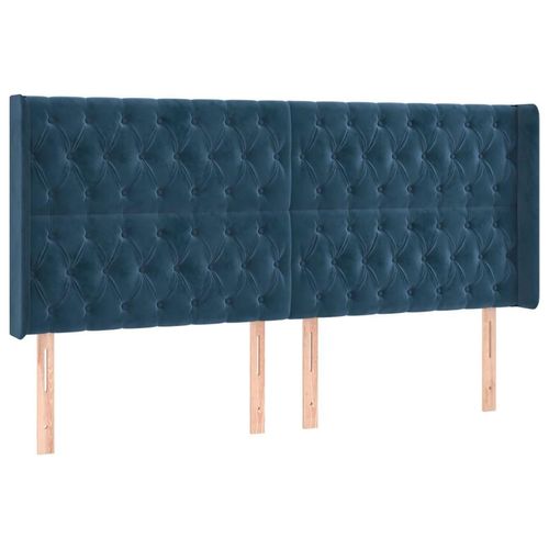 vidaXL Kopfteil mit Ohren Dunkelblau 203x16x118/128 cm Samt
