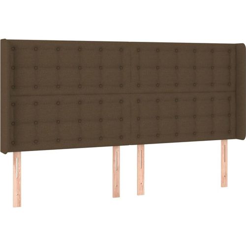 vidaXL Kopfteil mit Ohren Dunkelbraun 203x16x118/128 cm Stoff