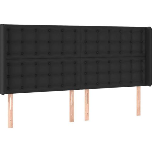 vidaXL Kopfteil mit Ohren Schwarz 183x16x118/128 cm Kunstleder