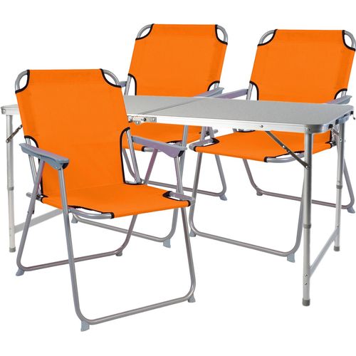 4teiliges Campingmöbel Set Alu wetterfest robust 120x60x58/70cm orange