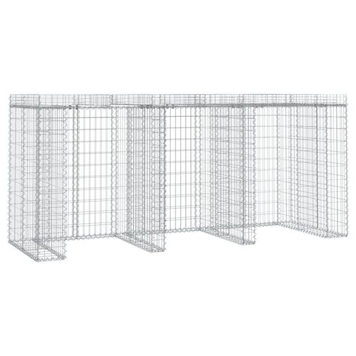 vidaXL Gabionen-Mülltonnenbox 270x91x120 cm Verzinktes Eisen