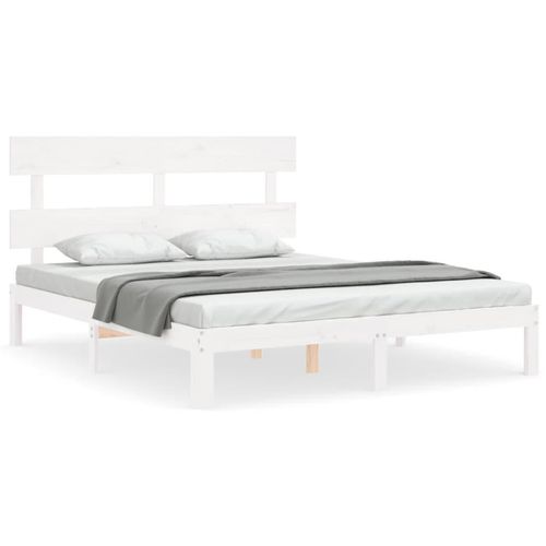 vidaXL Massivholzbett ohne Matratze Weiß 160x200 Kiefernholz