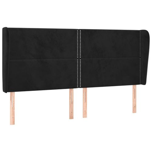 vidaXL Kopfteil mit Ohren Schwarz 203x23x118/128 cm Samt