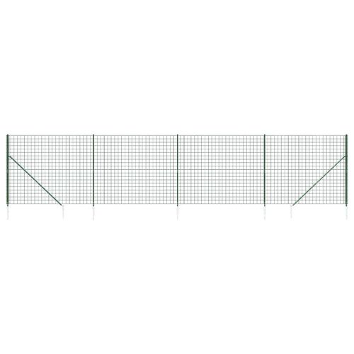 vidaXL Maschendrahtzaun mit Bodenhülsen Grün 1,6x10 m
