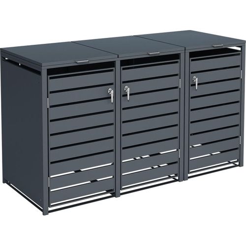 Mülltonnenbox Müllbox Mülltonnenverkleidung 3 Türen Box mit Deckel Anthrazit