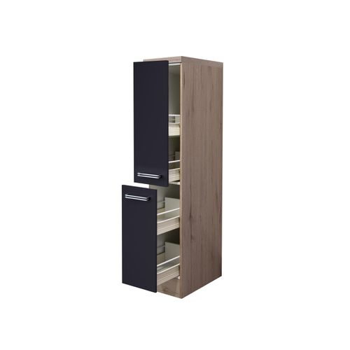 Demi Apothekerschrank Küche - 30 cm breit - Anthrazit Miniperl San Remo Eiche – Lino