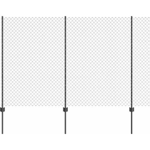 vidaXL Zaun mit Pfosten Grau 1.6 x 10 m Stahl
