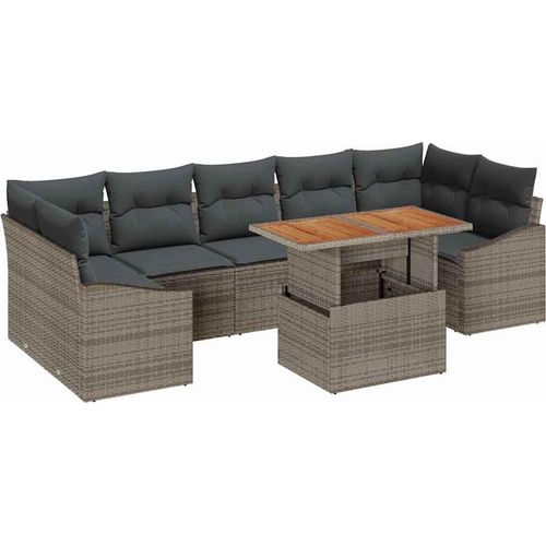 vidaXL Garten-Sofa-Set mit Kissen mit Speicher 8 pcs Grau