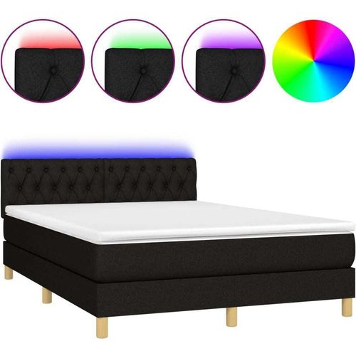 vidaXL Boxspringbett mit Matratze & LED Schwarz 140x190 cm Stoff Image