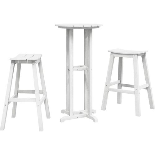 vidaXL Garten Bar Set 3 pcs Weiß HDPE