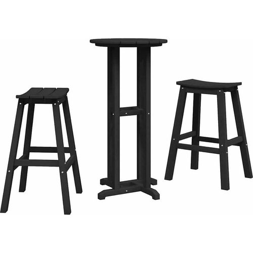 vidaXL Garten Bar Set 3 pcs Schwarz HDPE
