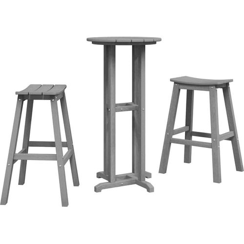 vidaXL Garten Bar Set 3 pcs Hellgrau HDPE