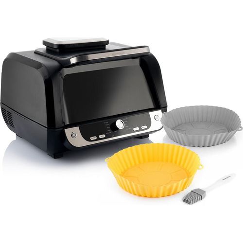 Pack Silikonformen mit Backpinsel für Heißluftfritteusen und Heißluftfritteuse mit Grill, Zubehör und Rezeptbuch InnovaGoods