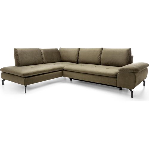 FURNLUX Ecksofa Vespa Grün Und Schwarz 271cm / Hauptfarbe: Grün / Abmessungen: 271 x 82 x 206 cm