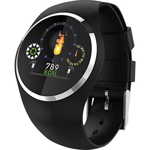 Fitness Tracker mit Herzfrequenz Blutdruck Schlaf Schritte Farbdisplay mit Animation Smartwatch Armband Uhr - 9703-7 Schwarz fur Android und IOS