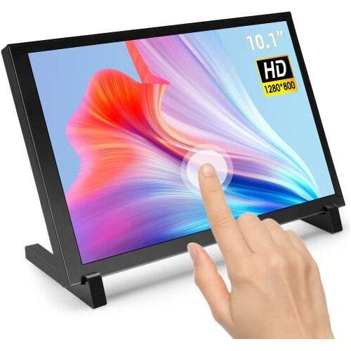 Ecrow Touchscreen Monitor, Raspberry Pi Display kleiner Monitor 10,1 Zoll 1280 × 800 HD Mini 5/400/4/3/2/Null/B/B+, Win11/10/8/7, Jetson Nano