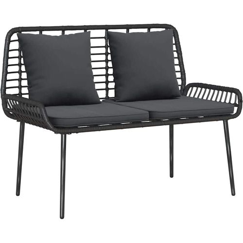 vidaXL Gartenbank Schwarz, Anthrazit Poly-Rattan, Stahl