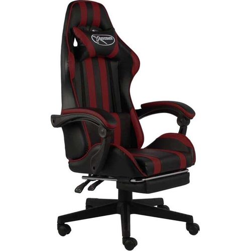 Gaming-Stuhl mit Fußstütze Schwarz und Weinrot Kunstleder