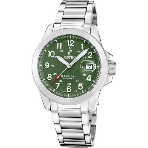 Festina F20081/3 Herrenuhr Quarz Stahl/Grün mit 3 Bändern
