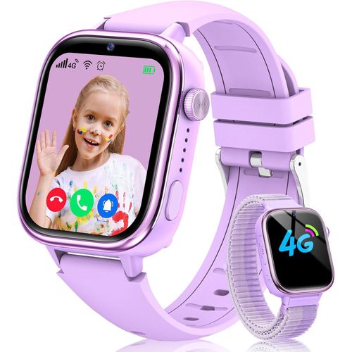 Sanorum 4G Kinder-Smartwatch mit GPS, Telefon, Videoanrufen, SOS, Schulmodus, IP68 Wasserschutz und Fitness-Tracking