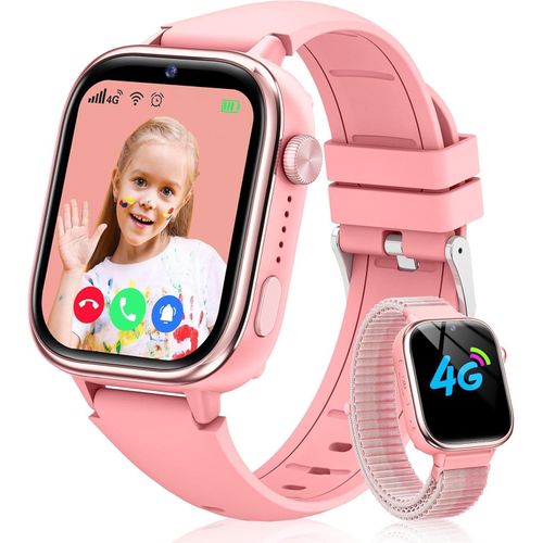 Sanorum 4G Kinder-Smartwatch mit GPS, Telefon, Videoanrufen, SOS, Schulmodus, IP68 Wasserschutz und Fitness-Tracking