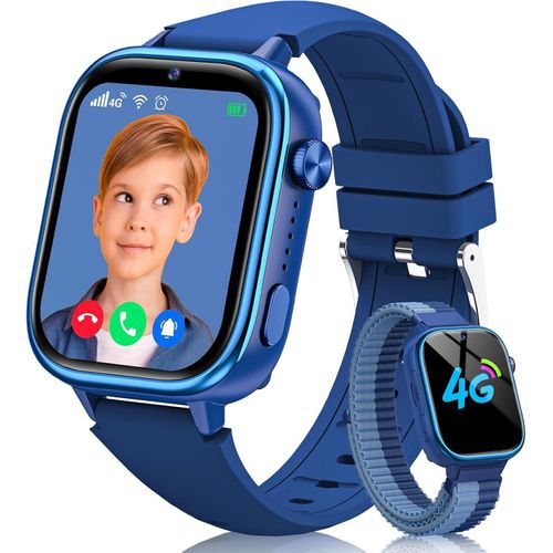 Sanorum 4G Kinder-Smartwatch mit GPS, Telefon, Videoanrufen, SOS, Schulmodus, IP68 Wasserschutz und Fitness-Tracking
