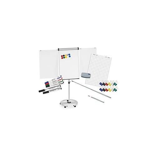 Flipchart MAULsolid, inkl. 50-tlg. Zubehör-Set, mobil, magnethaftend, höhenverstellbar, Tafel B 660 x H 970 mm, 50 Jahre Schäfer Shop Edition