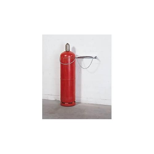 Gasflaschen-Wandhalterung, Stahl, B 745 x T 220 x H 60 mm, 2 Flaschen Ø 320 mm, mit Kettensicherung