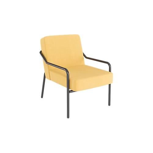 Sessel meet® by Paperflow MEDSO Klassik M, gepolstert, Sitzfläche austauschbar, B 580 x T 743 x H 736 mm, Stoff und Stahl, gelb/mattschwarz