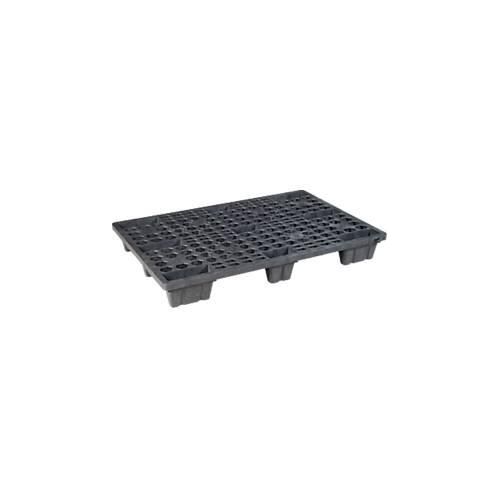 Kunststoff-Mehrweg-Stapelpalette KIGAnesto®, 7 kg, durchbrochenes Deck, bis 3500 kg, stapelbar, 100% Recyclingmaterial, mit Rand, anthrazit