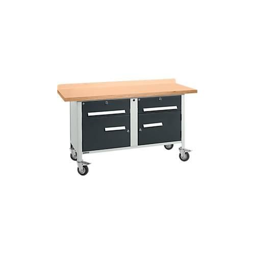 Mobile Werkbank Schäfer Shop Select PWi 150-0, Buche Multiplexplatte, bis 400 kg, B 1500 x T 700 x H 840 mm