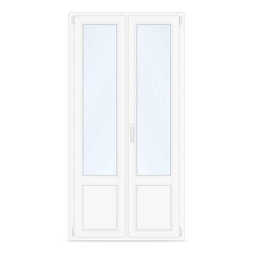 Porte-fenêtre 2 vantaux avec soubassement, pvc, blanc, aluplast IDEAL 4000, 1010 x 1760 mm, configurer individuellement Image