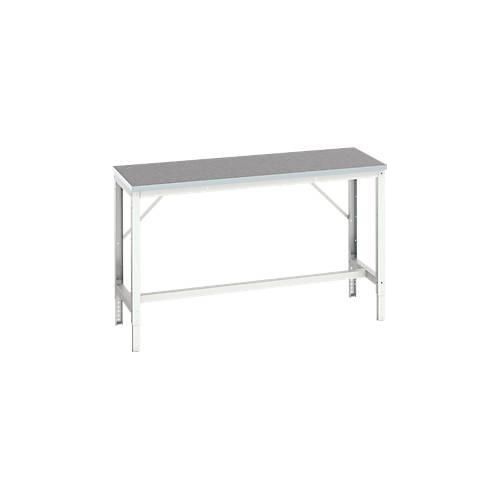 Werkbank Bott verso, Linoleum-Platte, mit Querstrebenset, B 1500 x T 600 x H 780 - 930 mm, RAL 7035 Lichtgrau