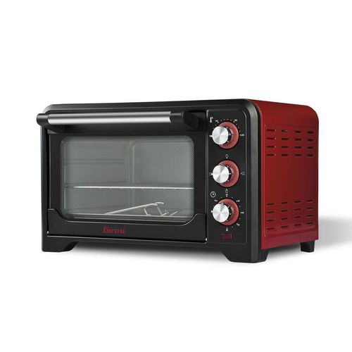 Girmi FE20 Elektrobackofen 20L mit Grill 1380W Schwarz und Rot Konvektion 100-230°C