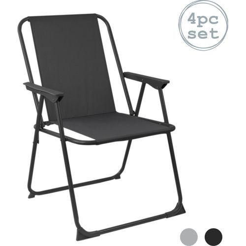 Harbor Haushalt Folding Metall Beach Garden Camping Sessel - Schwarz - 4er-Pack
