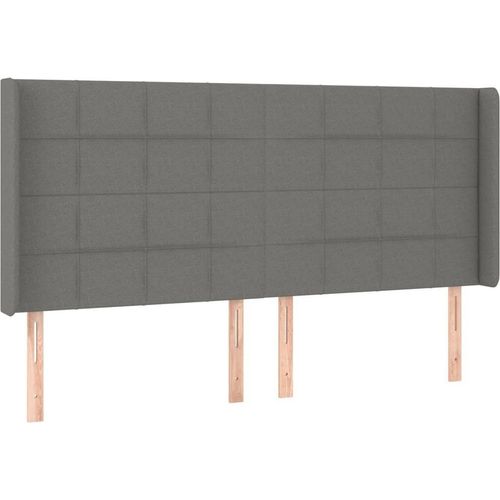 vidaXL Kopfteil mit Ohren Dunkelgrau 203x16x118/128 cm Stoff