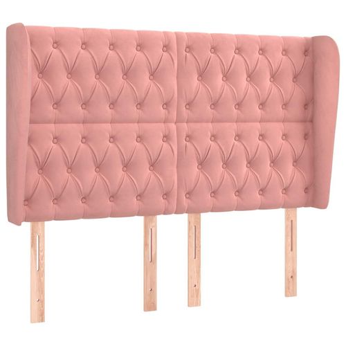 vidaXL Kopfteil mit Ohren Rosa 163x23x118/128 cm Samt