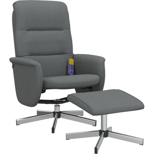 vidaXL Massagesessel mit Fußhocker Dunkelgrau Stoff